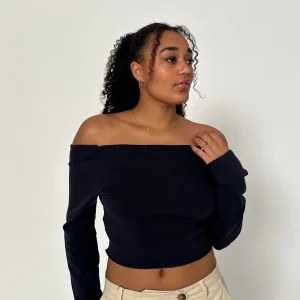Simona 2 ways tie blouse - Navy