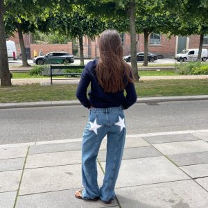 Star jeans with white stars - Light denim