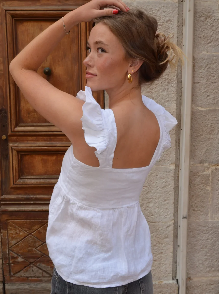 Merly linen top - White - Image 3