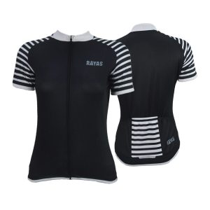 RAYAS Ladies Short Sleeve Cycling Jersey (Black/White)